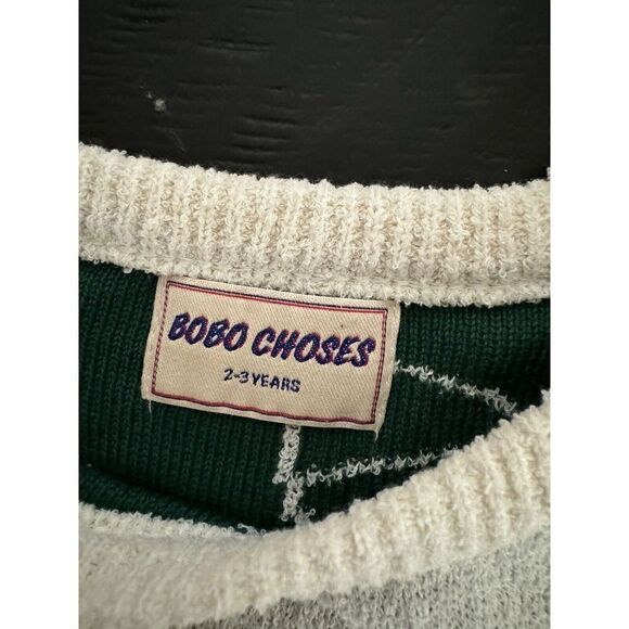 Bobo Choses Knit Jumper Basketball Sweater Top White Green Toddler Size 2-3y HTF - Picture 3 of 5